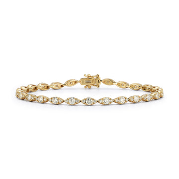 Marquise Shape Link Bracelet with Round Diamond