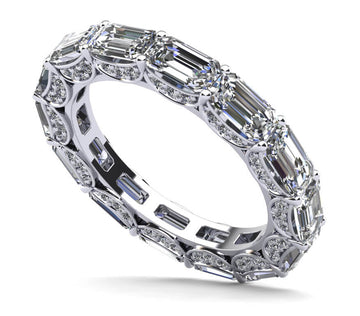 Diamond Eternity Ring With Sash Setting Diamond  with 8.76 ct.(finished) 6x4mm, 1mm