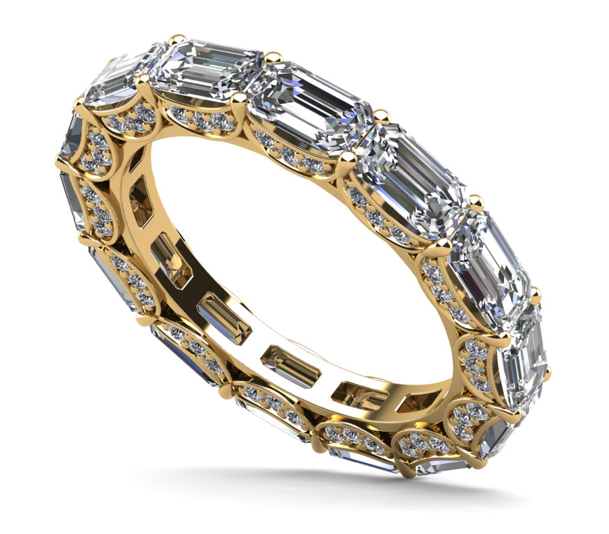 Diamond Eternity Ring With Sash Setting Diamond  with 3.74 ct.(finished) 4x3mm, 1mm