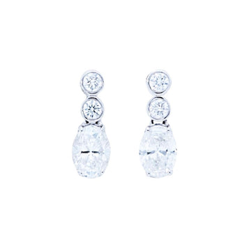 Oval Diamond with Double Bezel Stud Earrings
