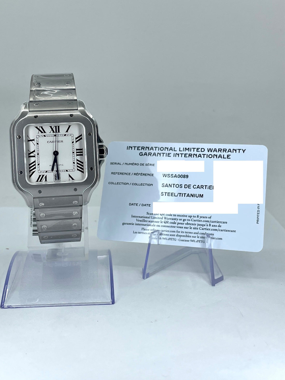 Cartier Santos Large Titanium - 39.8 mm Alligator Strap - WSSA0089