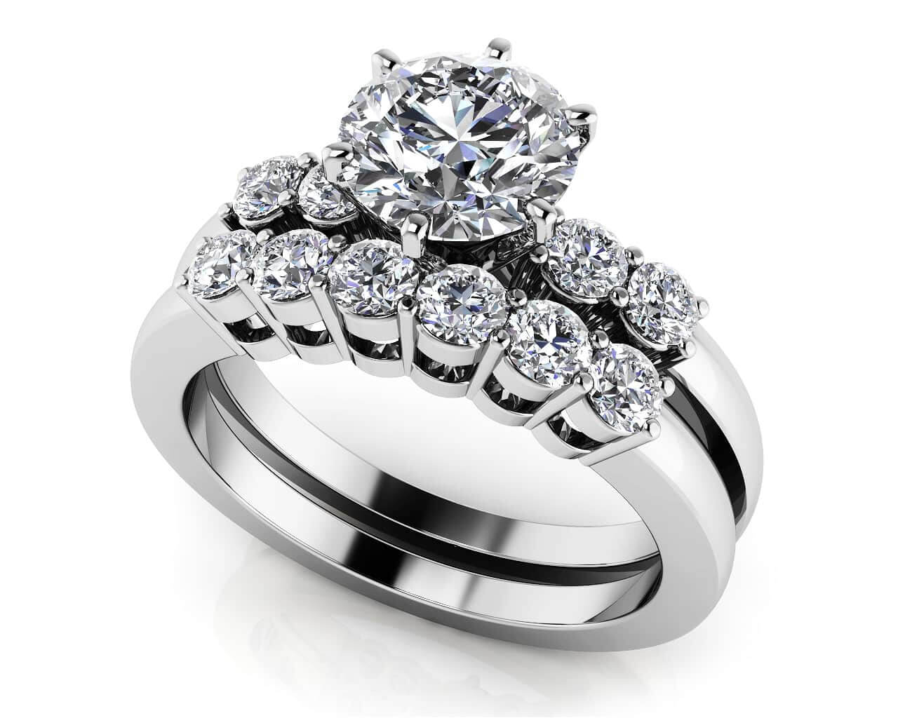Five Across Bridal Set Lab-Grown Diamond  with 2.01 ct. (1.50 ct. center diamond)