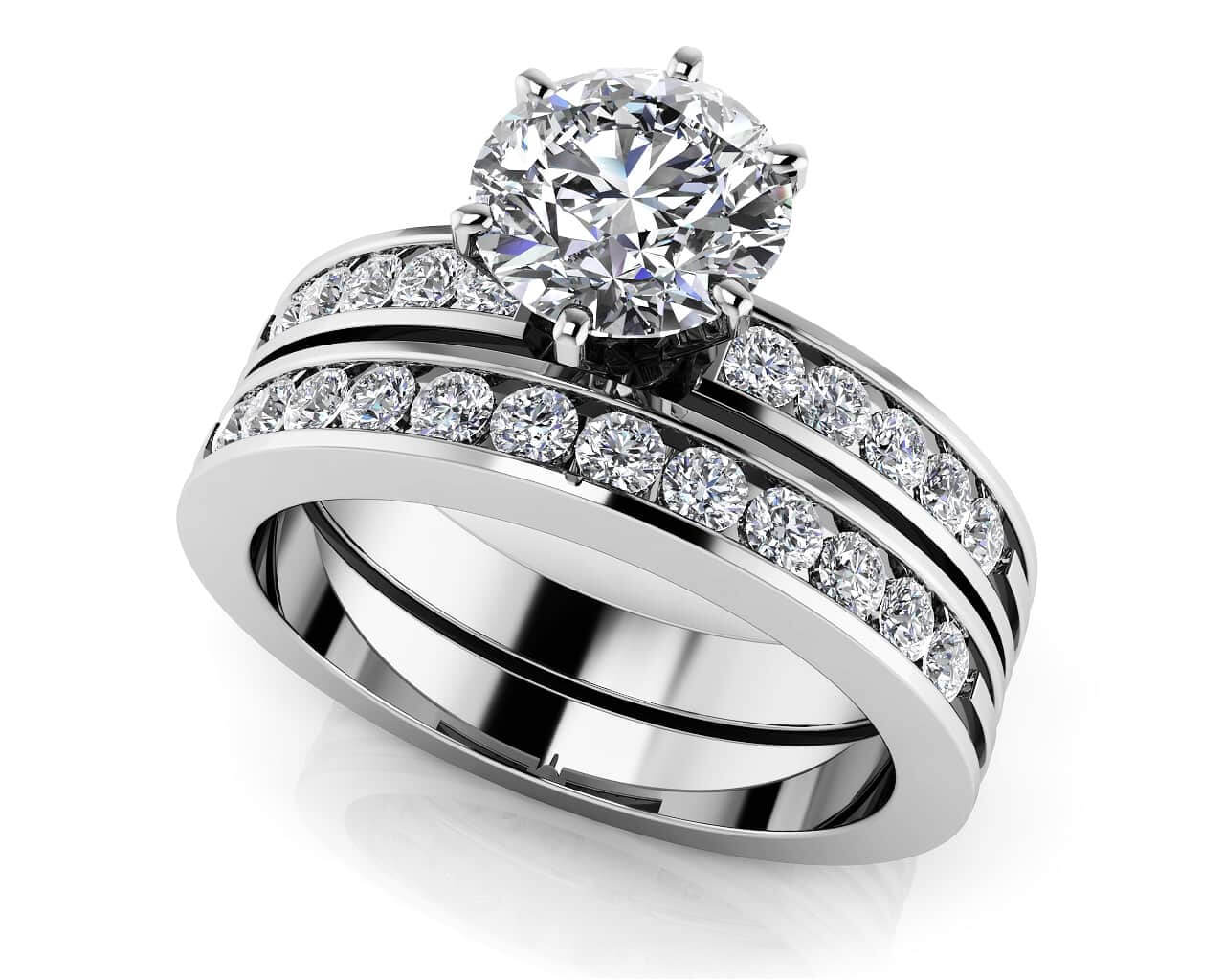 Diamond Add Diamond Band Center Focus Lab-Grown Diamond Bridal Set with 2.48 ct.