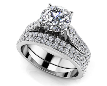 Splendid Romance Four Row Matching Bridal Set Diamond  with 2.30 ct. (1.50 ct. center diamond)