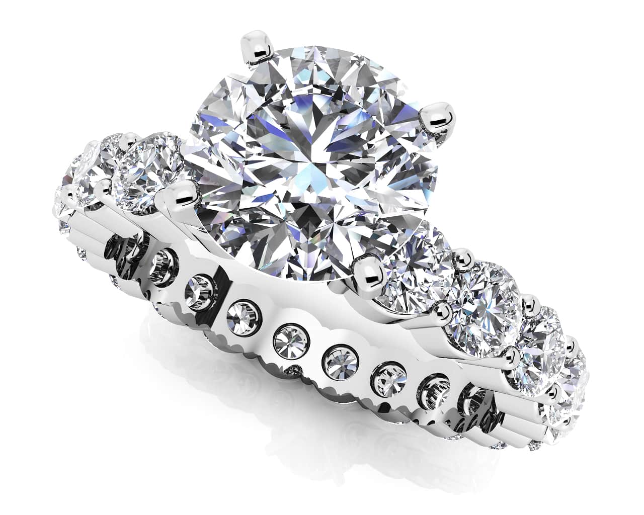Shared Prong Eternity Style Engagement Ring Diamond  with 2.85 ct. (0.75 ct. center diamond)