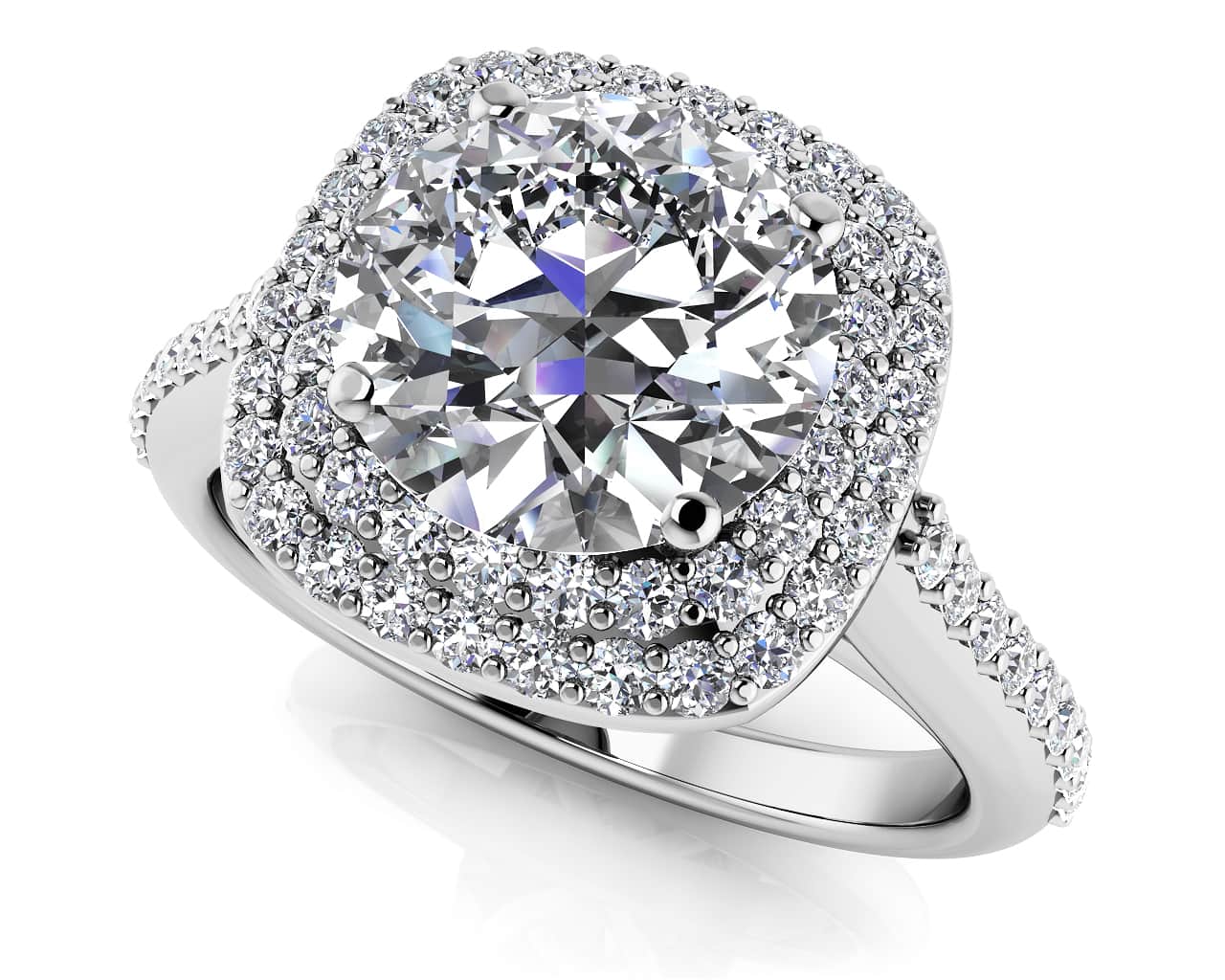 Round Halo Diamond Engagement Ring Diamond  with 1.92 ct. (1.50 ct. center diamond)