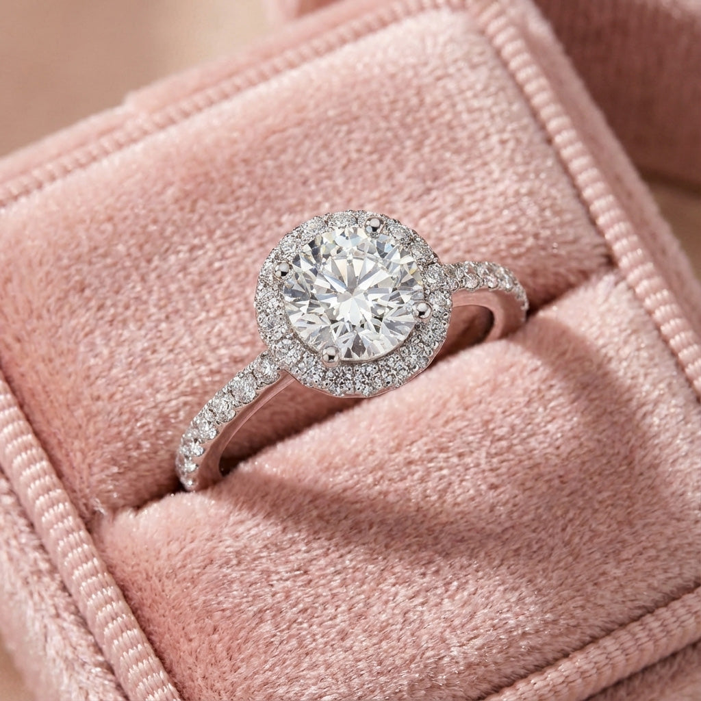 Enchanting Halo Diamond Engagement Wedding Ring Lab-Grown Diamond  with 2.53 ct. (2.00 ct. center diamond)
