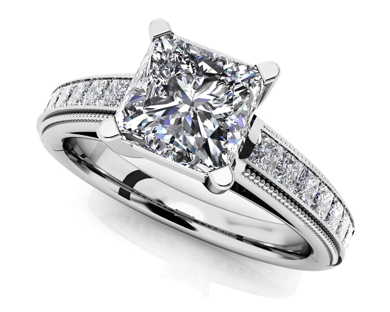 Princess Bride Engagement Ring Lab-Grown Diamond  with 0.92 ct. (0.50 ct. center diamond)