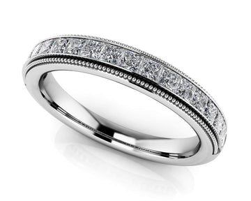 Princess Bride Milgrain Anniversary Band Diamond  with 0.75 ct.(finished) 2mm