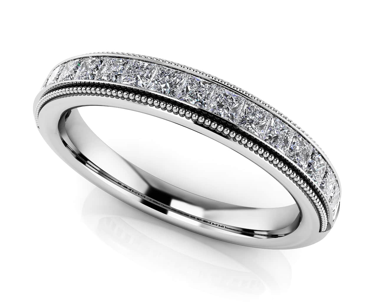 Princess Bride Milgrain Anniversary Band Diamond  with 0.47 ct.(finished) 1.5mm