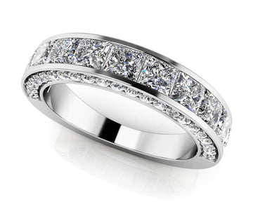 Glamorous Princess And Round Anniversary Ring Diamond  with 1.65 ct.(finished) 1.1mm, 2.5mm