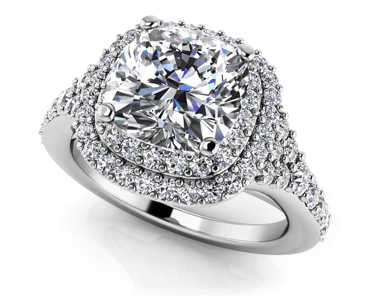 Andrea Love Cushion Cut Engagement Ring Lab-Grown Diamond  with 2.11 ct. (1.50 ct. center diamond)