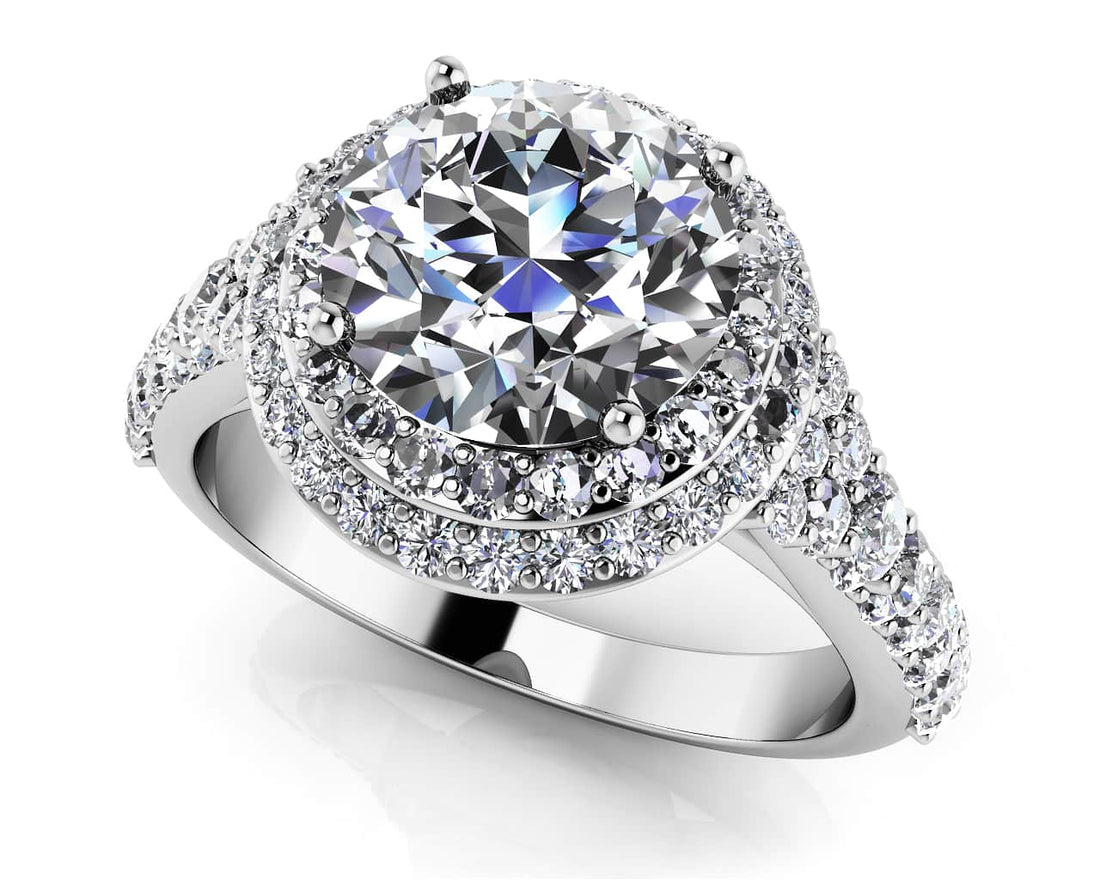 Fancy Double Halo Engagement Ring Lab-Grown Diamond  with 1.66 ct. (1.00 ct. center diamond)