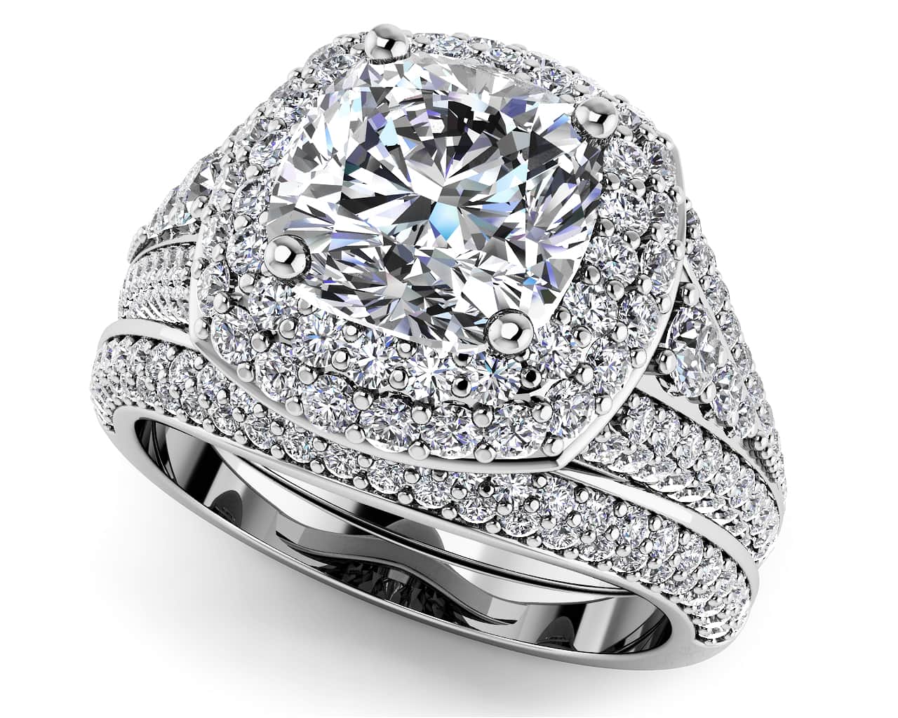 Lasting Legacy Cushion Cut Bridal Set Diamond  with 2.18 ct. (1.00 ct. center diamond)