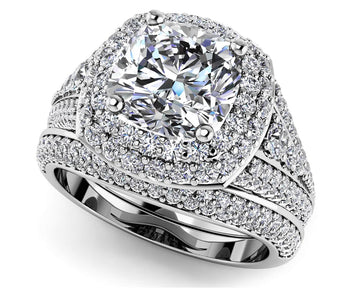 Lasting Legacy Cushion Cut Bridal Set Diamond  with 2.18 ct. (1.00 ct. center diamond)