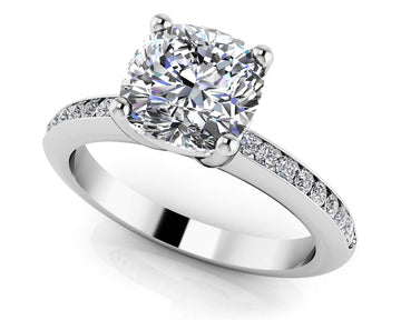 Lovely Cushion Cut Engagement Ring Diamond  with 2.21 ct. (2.00 ct. center diamond)
