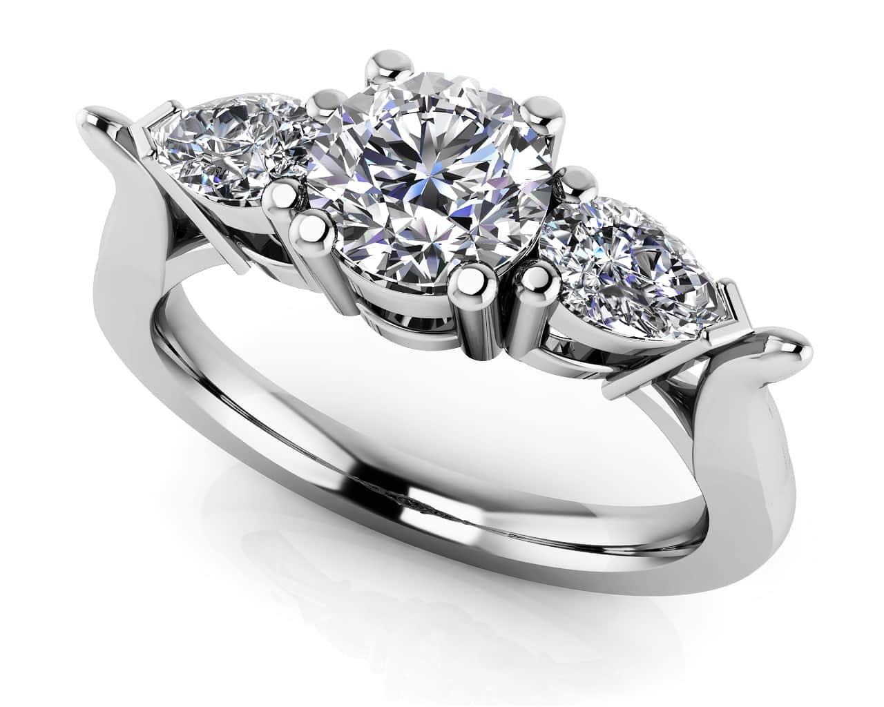 Fancy Triple Stone Diamond Ring Lab-Grown Diamond  with 1.07 ct. (0.65 ct. center diamond)