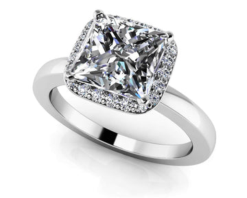 Square Stone Diamond Frame Engagement Ring Lab-Grown Diamond  with 0.62 ct. (0.50 ct. center diamond)