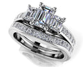 Vibrant Love Emerald Cut Three Stone Bridal Set Diamond  with 3.43 ct. (1.50 ct. center diamond)