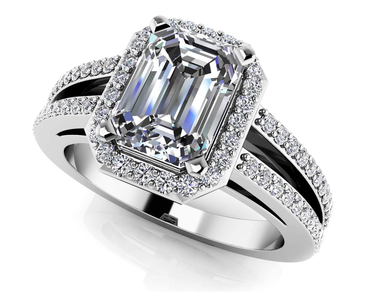 Split Shank Emerald Cut Diamond Ring Lab-Grown Diamond  with 1.08 ct. (0.70 ct. center diamond)