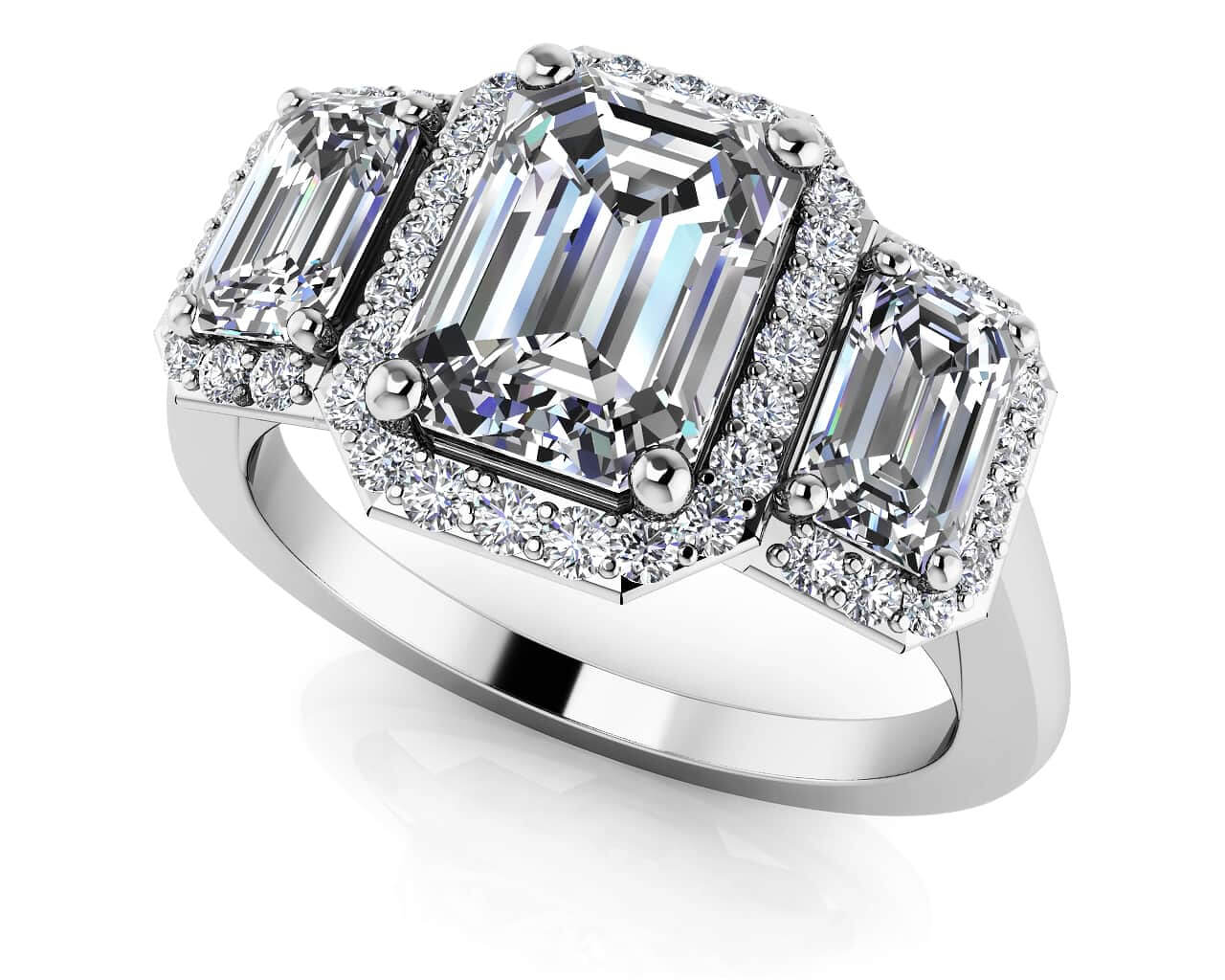 Expressive Love Three Stone Ring Diamond  with 1.72 ct. (1.00 ct. center diamond)