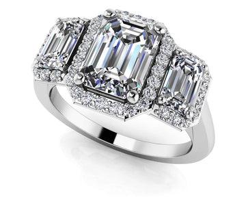 Expressive Love Three Stone Ring Diamond  with 1.72 ct. (1.00 ct. center diamond)