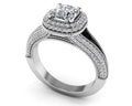Milgrain Cushion Cut Halo Ring Diamond  with 1.14 ct. (0.50 ct. center diamond)