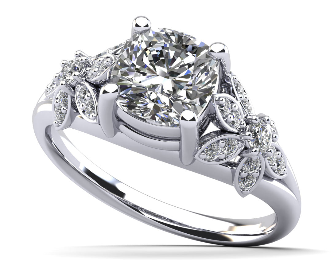 Flower Diamond Engagement Ring Lab-Grown Diamond  with 0.65 ct. (0.50 ct. center diamond)