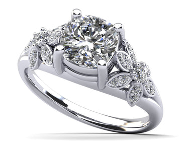 Flower Diamond Engagement Ring Lab-Grown Diamond  with 0.65 ct. (0.50 ct. center diamond)