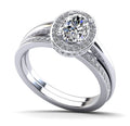 Oval Halo Matching Diamond Bridal Set Diamond  with 2.01 ct. (1.60 ct. center diamond)