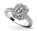 Emerald Cut Halo Diamond Engagement Ring Diamond  with 1.31 ct. (0.70 ct. center diamond)
