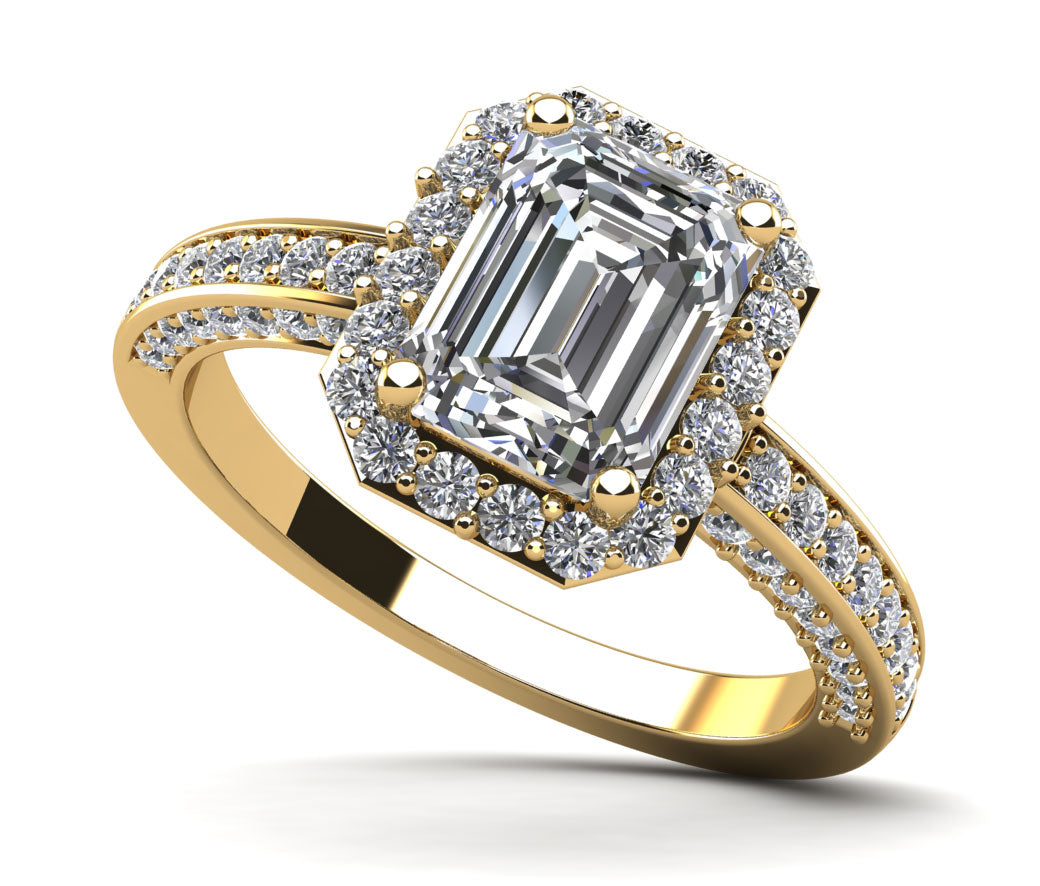 Emerald Cut Halo Diamond Engagement Ring Diamond  with 2.09 ct. (1.50 ct. center diamond)