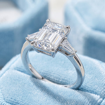 Brilliant Emerald Cut And Baguette Lab-Grown Diamond Ring with 4.95 ct. (4.25 ct. center diamond)