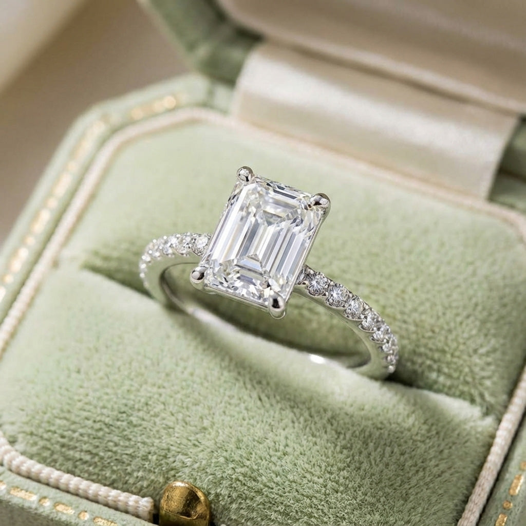 Enchanting Emerald Cut Diamond Engagement Ring with 2.27 ct. (2.00 ct. center diamond)