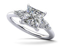 Three Stone Princess and Pear Engagement Ring Diamond  with 1.42 ct. (1.00 ct. center diamond)