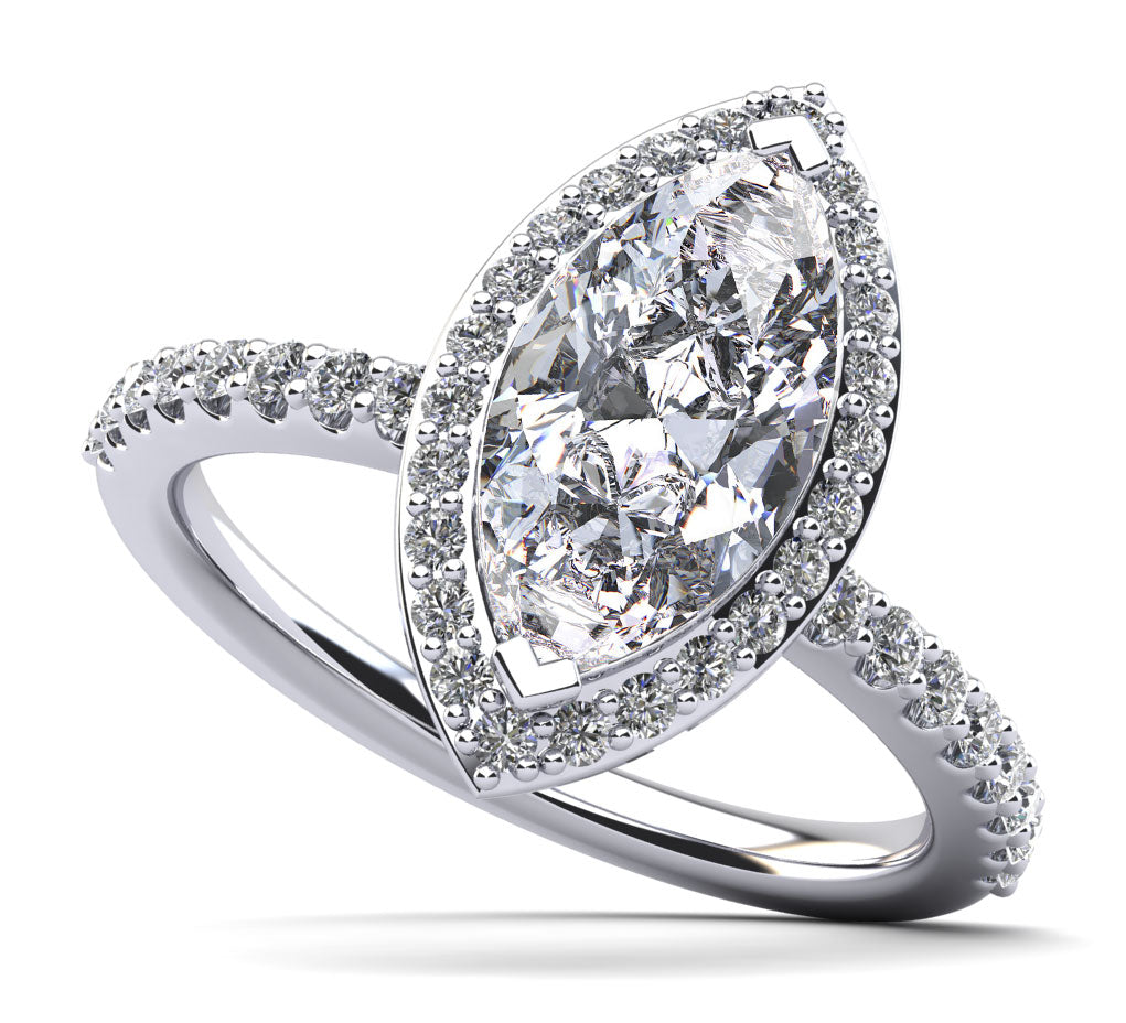 Halo Marquise Diamond Engagement Ring Lab-Grown Diamond  with 0.91 ct. (0.50 ct. center diamond)