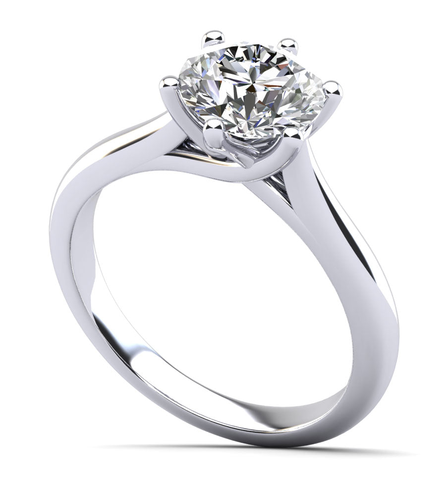 Six Curved Prongs Solitaire Diamond Engagement Ring Diamond  with 0.75 ct.(finished) 5.7mm