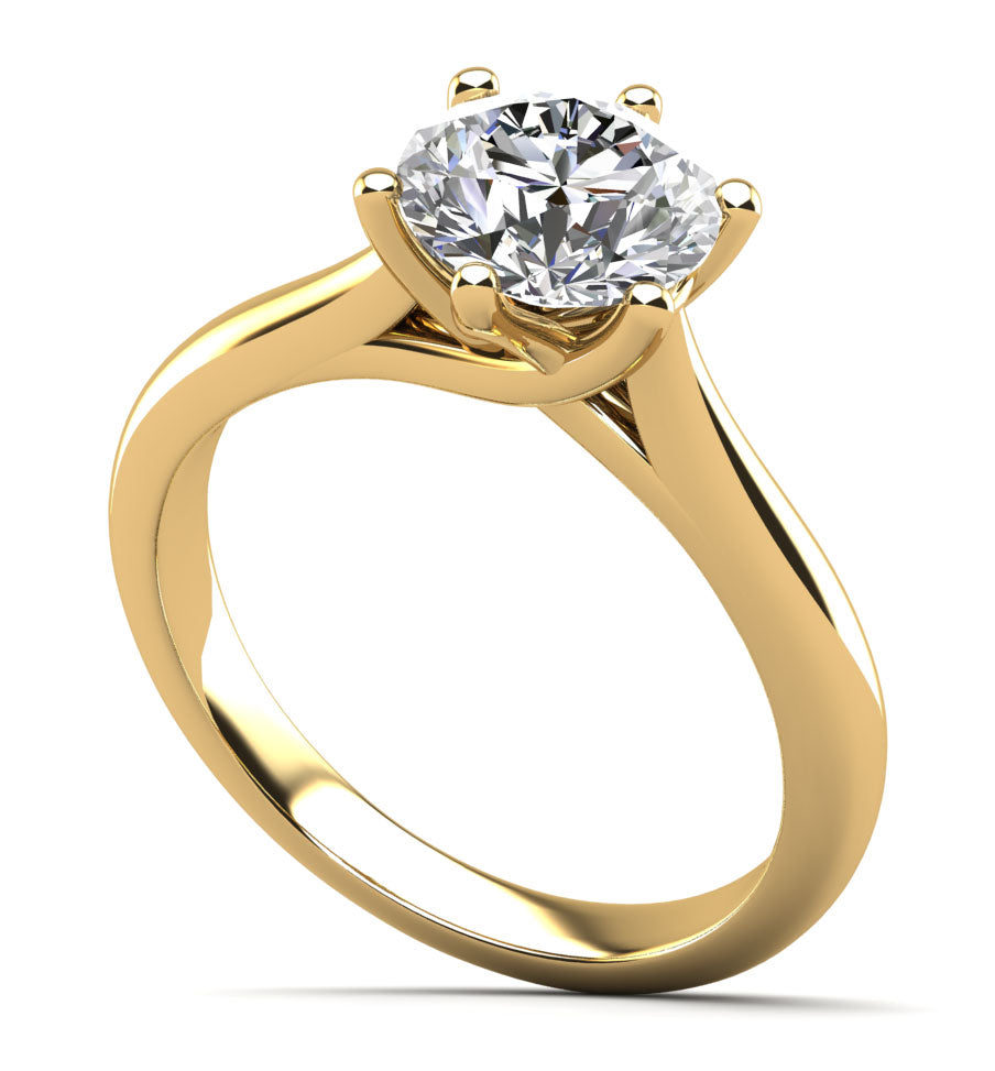 Six Curved Prongs Solitaire Diamond Engagement Ring Diamond  with 0.50 ct.(finished) 5mm