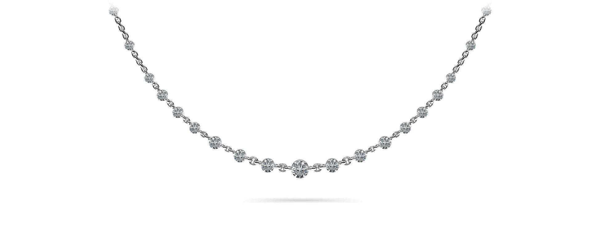 Graduated Diamond And Chain Link Necklace Diamond  with 4.05 ct.(finished) 3.5mm, 4mm, 4.5mm