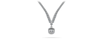 Ravishing Cushion Cut 4 Prong V Necklace Diamond  with 9.09 ct.(finished)