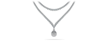 3 Prong Double Strand V Drop Diamond Necklace Lab-Grown Diamond  with 14.64 ct.(finished)