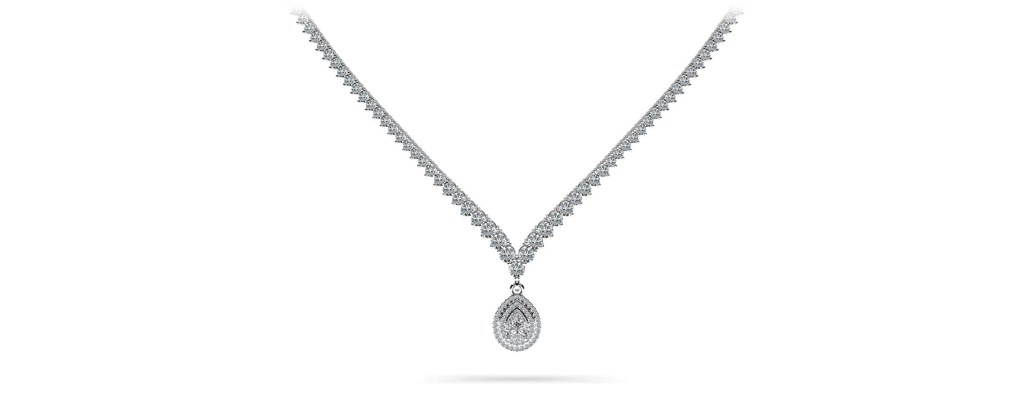 3 Prong Graduated V Diamond Necklace Diamond  with 9.54 ct.(finished)