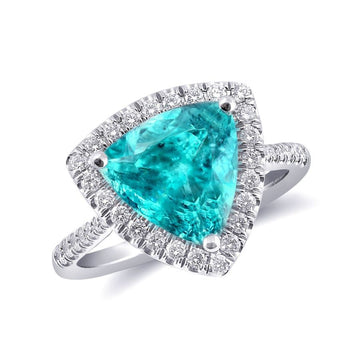 Natural Mozambique Paraiba Tourmaline 3.70 carats set in Platinum Ring with 0.38 carats Diamonds / GIA Report