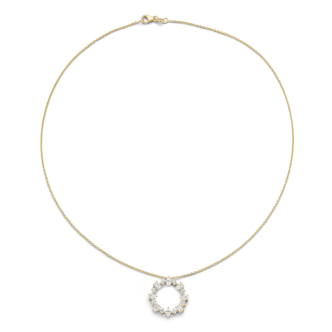 Multi Fancy Diamonds Circle Pendant