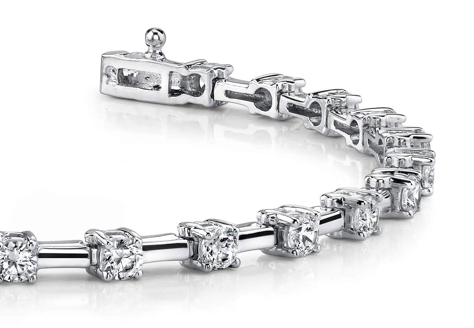 Classic Solid Rectangle Link Diamond Bracelet with 4.94 ct.(finished) 4.1mm