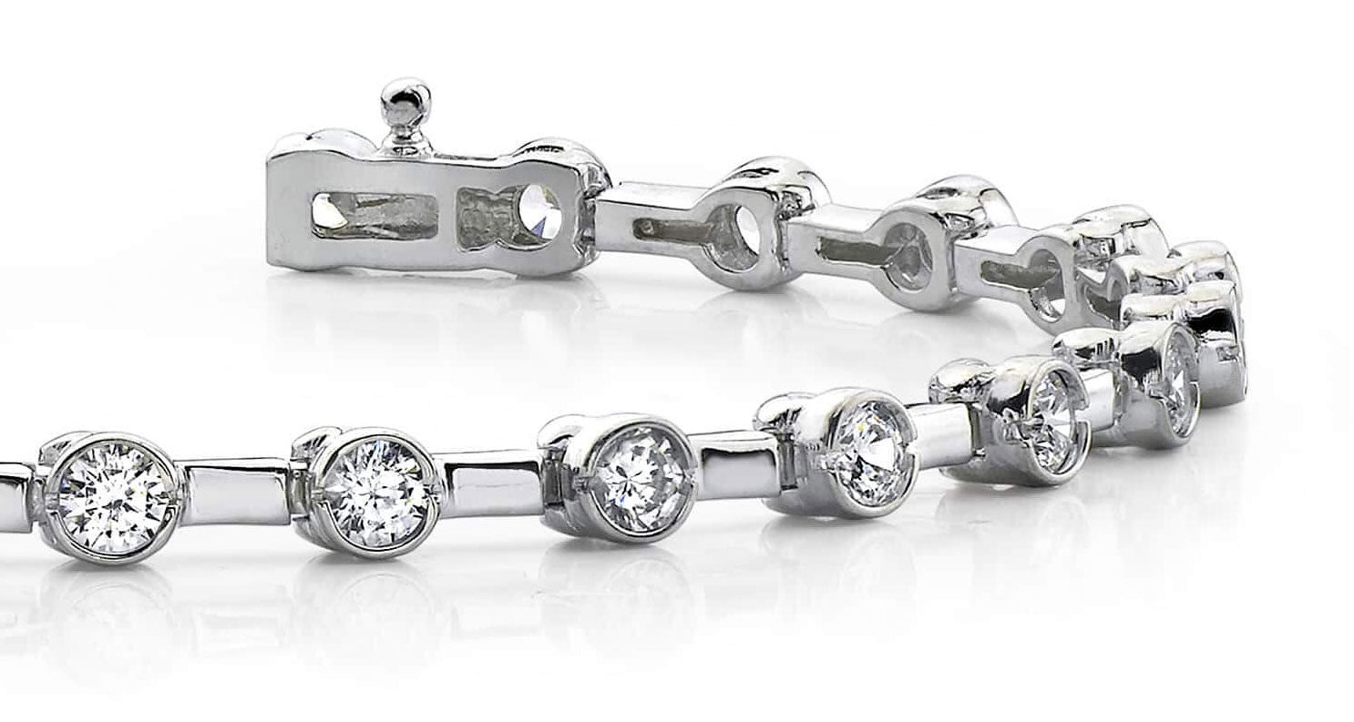 Classic Column Link Bezel Set Diamond Bracelet with 1.02 ct.(finished) 2mm