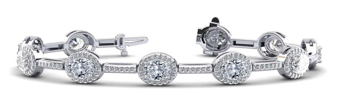 Oval Halo Diamond Bracelet with 5.64 ct.(finished) 5x3mm, 1.1mm