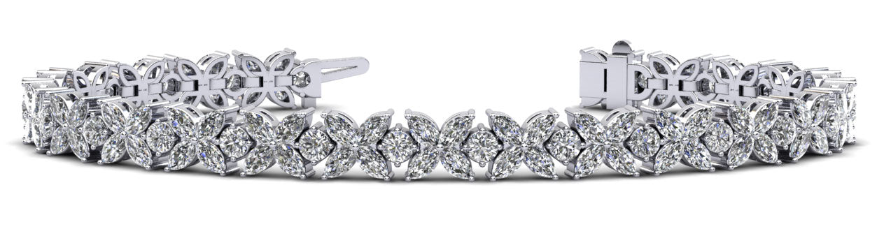Flowers of Marquise Diamond Tennis Diamond Bracelet with 16.15 ct.(finished) 4.75x3mm, 3.4mm
