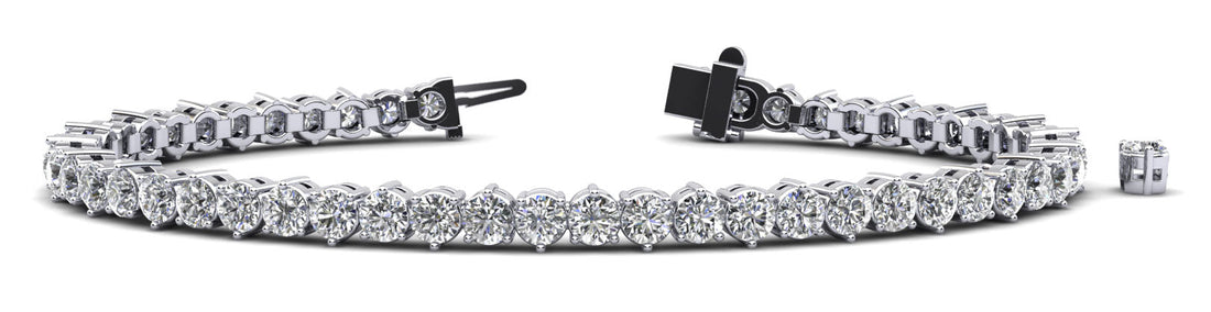 Three Prong Alternating Diamond Tennis Bracelet with 7.68 ct.(finished) 3.5mm