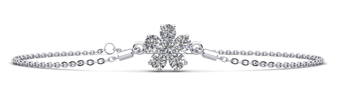 Flower Shaped Diamond Adjustable Bracelet Lab-Grown Diamond  with 0.96 ct.(finished) 3.5mm
